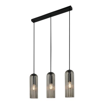 Nordlux - Lampa wisząca MIELLA na przewodzie 3xE27/25W/230V czarna/szkło dymione