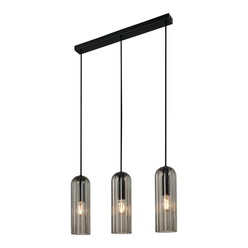 Nordlux - Lampa wisząca MIELLA na przewodzie 3xE27/25W/230V czarna/szkło dymione