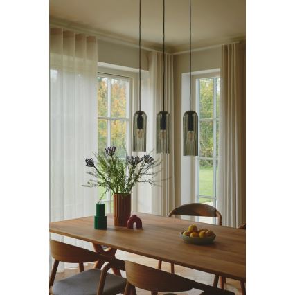 Nordlux - Lampa wisząca MIELLA na przewodzie 3xE27/25W/230V czarna/szkło dymione