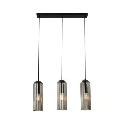 Nordlux - Lampa wisząca MIELLA na przewodzie 3xE27/25W/230V czarna/szkło dymione