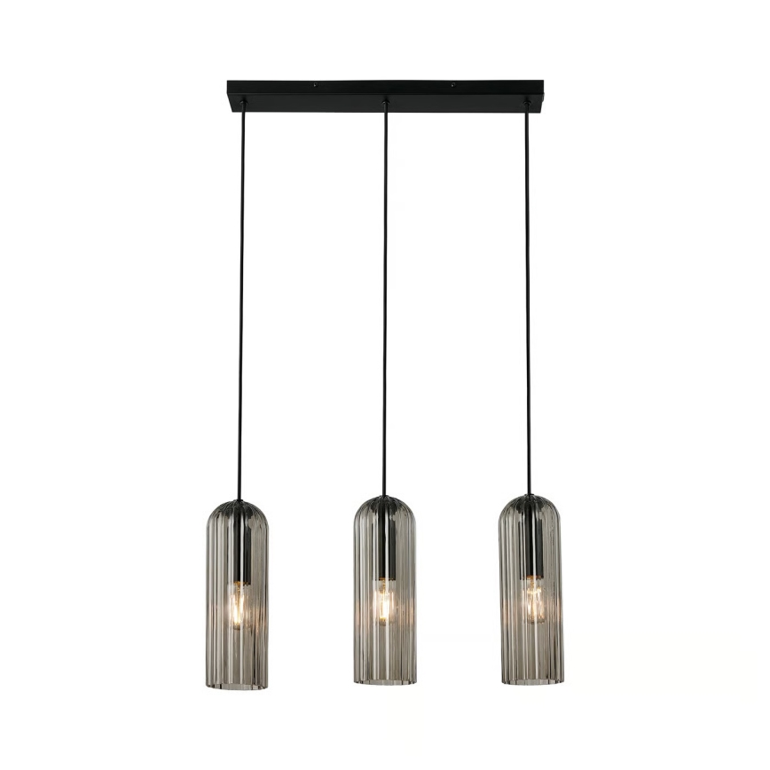 Nordlux - Lampa wisząca MIELLA na przewodzie 3xE27/25W/230V czarna/szkło dymione