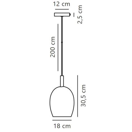 Nordlux - Lampa wisząca UMA na linkę 1xE27/40W/230V śr. 18 cm czarna/przydymiona