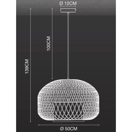 Nordlux - Żyrandol na lince HISOKA 1xE27/40W/230V czarny/bambus