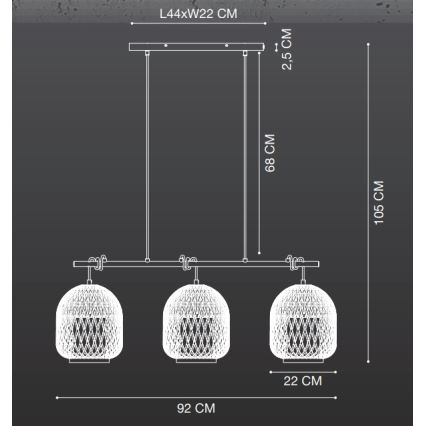 Nordlux - Żyrandol na lince HISOKA 3xE27/40W/230V czarny/bambus