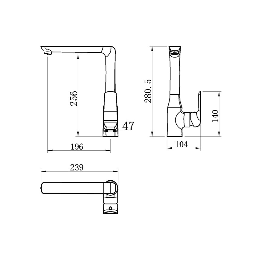 Novaservis - Bateria kuchenna NOBLESS TINA czarna