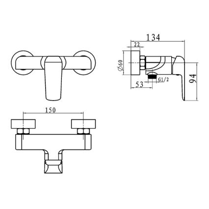 Novaservis - Bateria prysznicowa NOBLESS TINA, chrom błyszczący