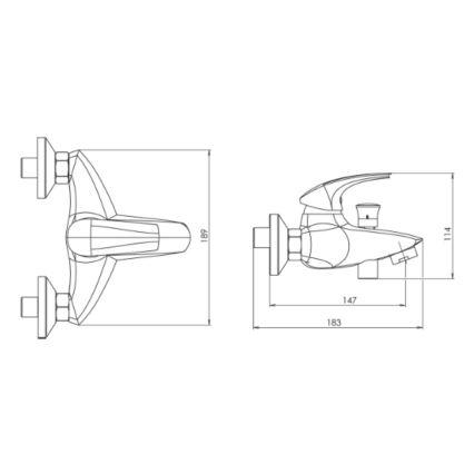 Novaservis - Bateria wannowa METALIA błyszczący chrom