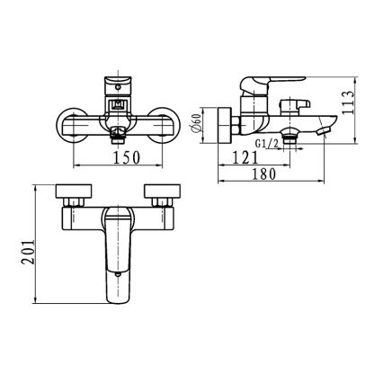 Novaservis - Bateria wannowa NOBLESS TINA biała