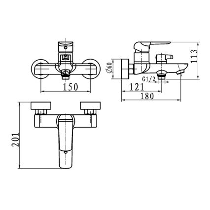 Novaservis - bateria wannowa NOBLESS TINA czarna