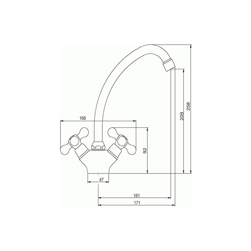 Novaservis - Bateria zlewozmywakowa TITANIA RETRO błyszczący chrom