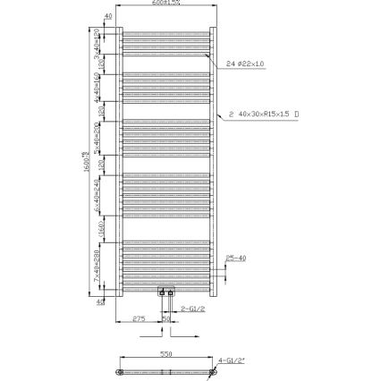 Novaservis - Drabinkowy grzejnik łazienkowy 836 W/230 V 160 x 60 cm czarny prosty