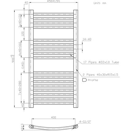 Novaservis - Grzejnik łazienkowy drabinkowy 365W/230V 90x45 cm biały, zaokrąglony