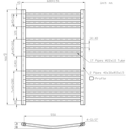 Novaservis - Grzejnik łazienkowy drabinkowy 478W/230V 90x60 cm biały zaokrąglony