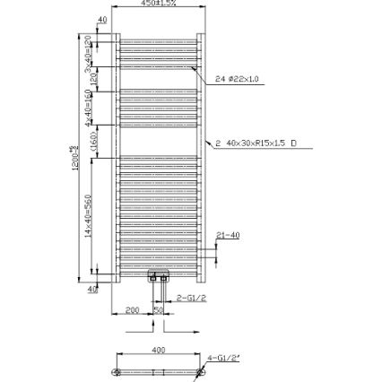Novaservis - Grzejnik łazienkowy drabinkowy 490W/230V 120x45 cm czarny prosty
