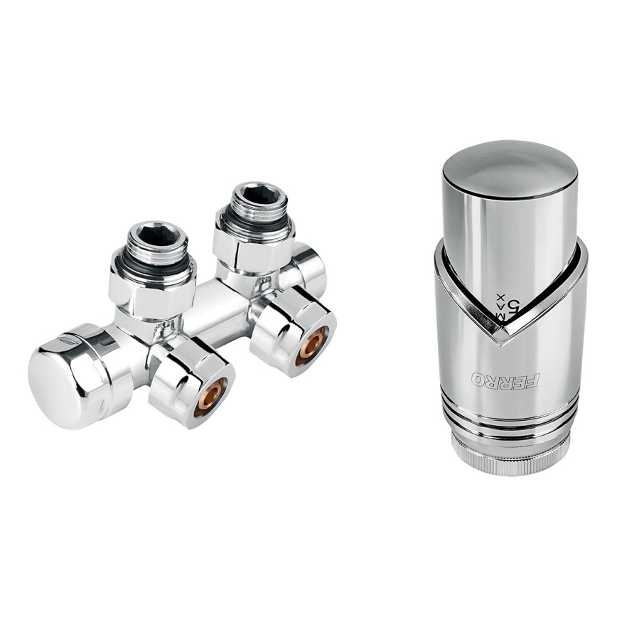 Novaservis - Kątowy zestaw do grzejników ze środkowym podłączeniem, chrom błyszczący