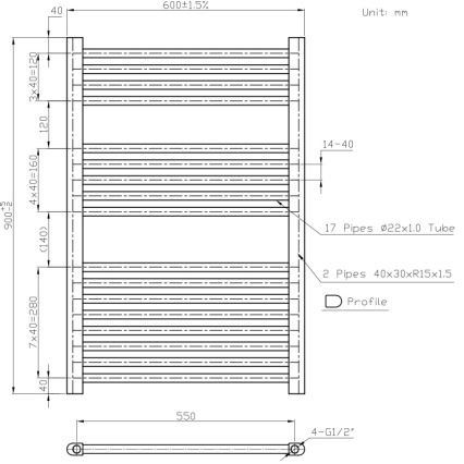 Novaservis - Łazienkowy grzejnik drabinkowy 478W/230V 90x60 cm biały prosty