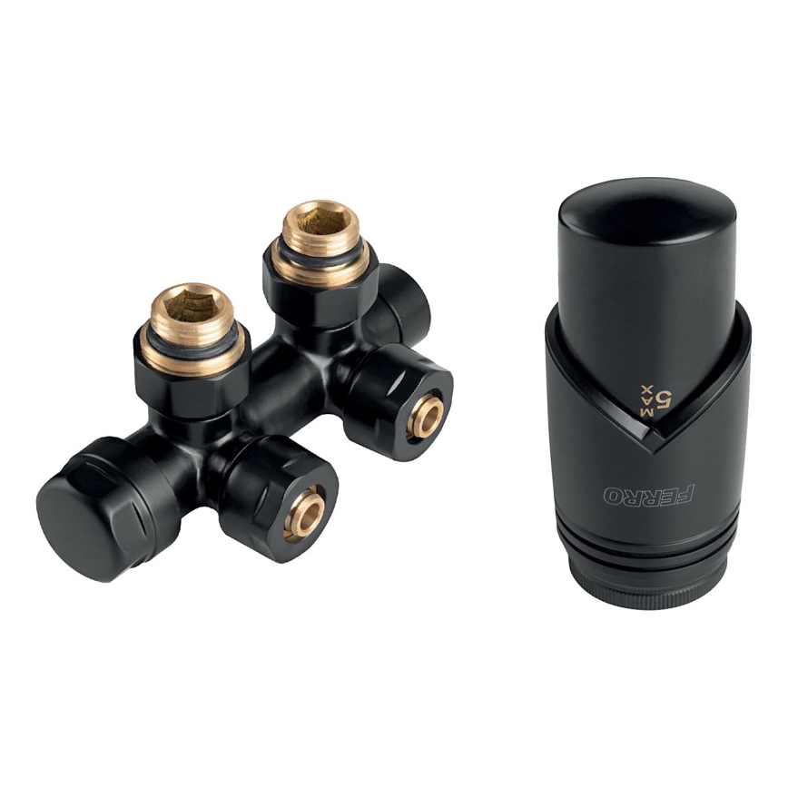 Novaservis - Zestaw do grzejników ze środkowym przyłączem, narożny, czarny