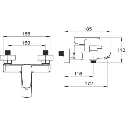 Novaservis - Zestaw wannowy z baterią METALIA, czarny