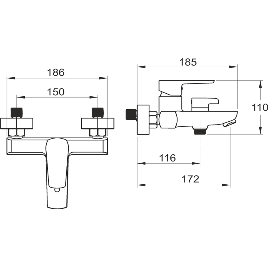 Novaservis - Zestaw wannowy z baterią METALIA, czarny