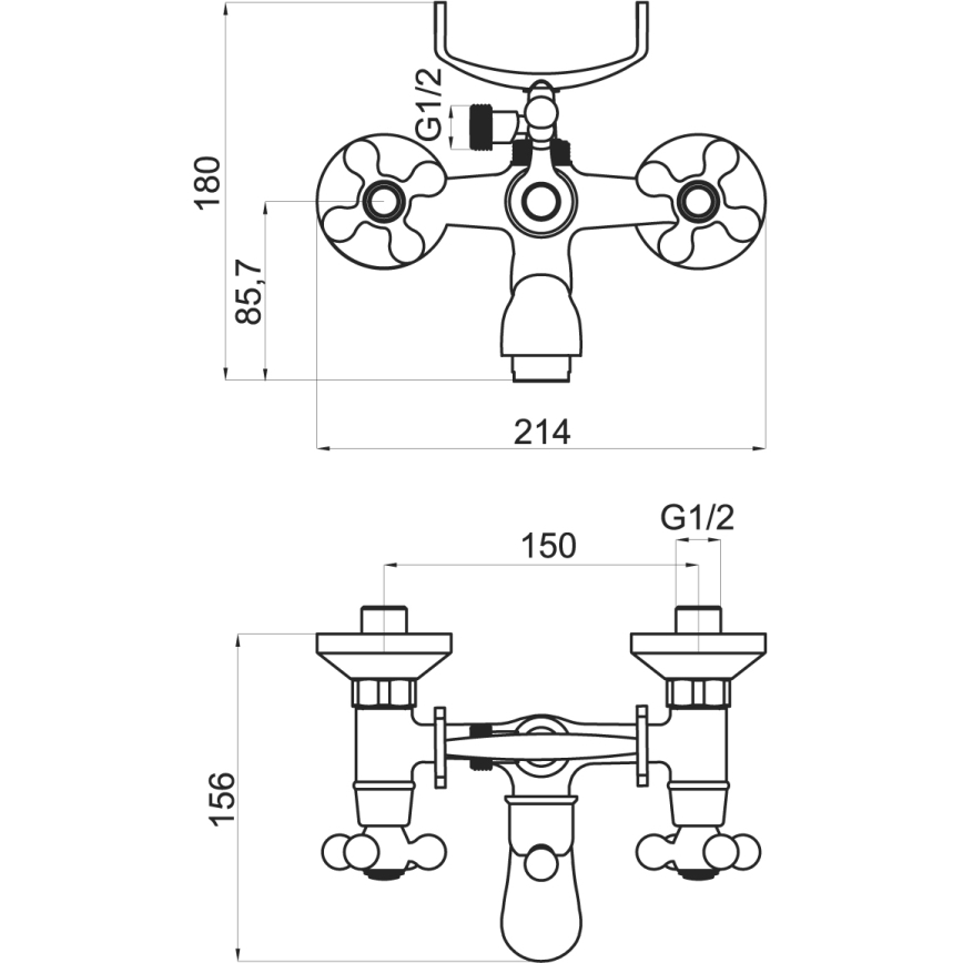 Novaservis - Zestaw wannowy z baterią TITANIA RETRO w błyszczącym chromie