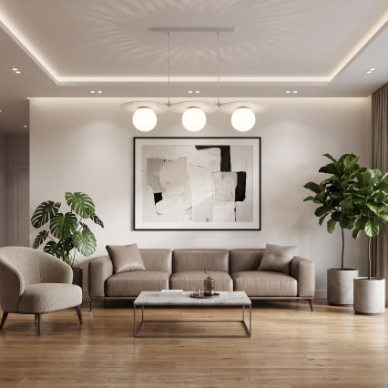 Nowoczesny żyrandol na lince FLAT 3xE27/15W/230V kremowy