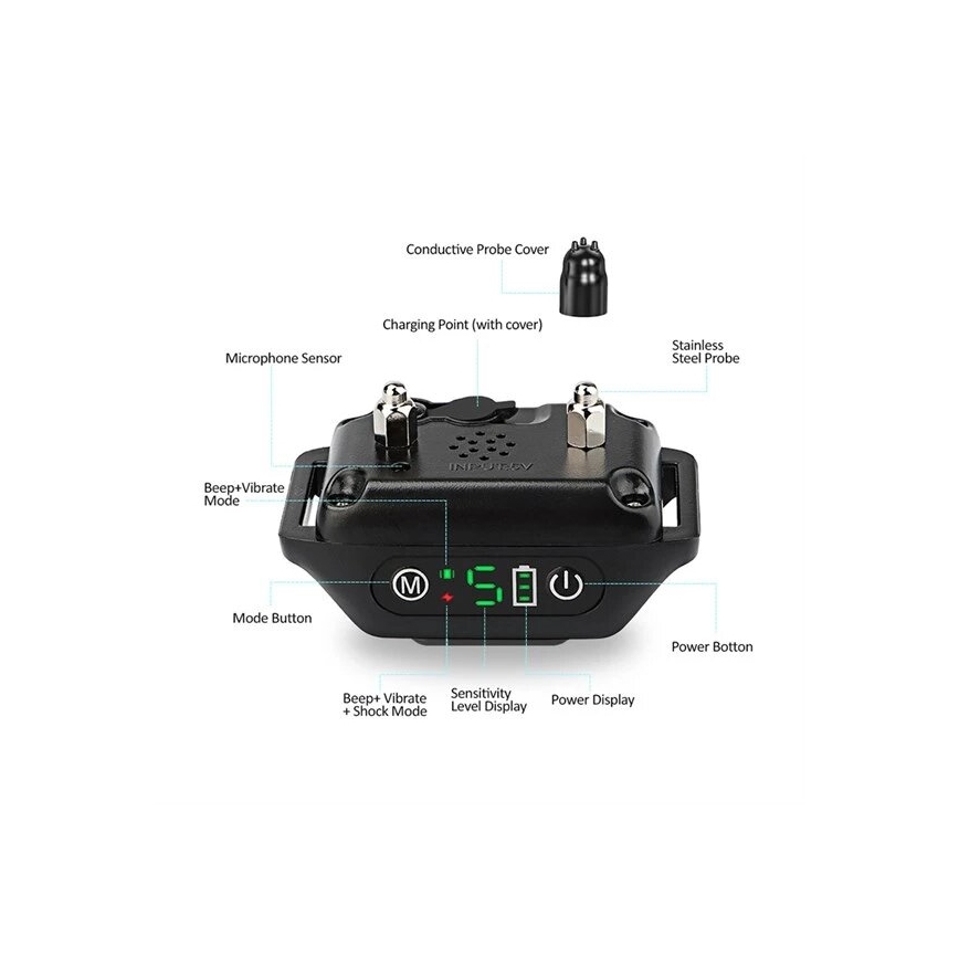 Obroża przeciw szczekaniu dla psa 52 cm 3,7V 300 mAh IP67