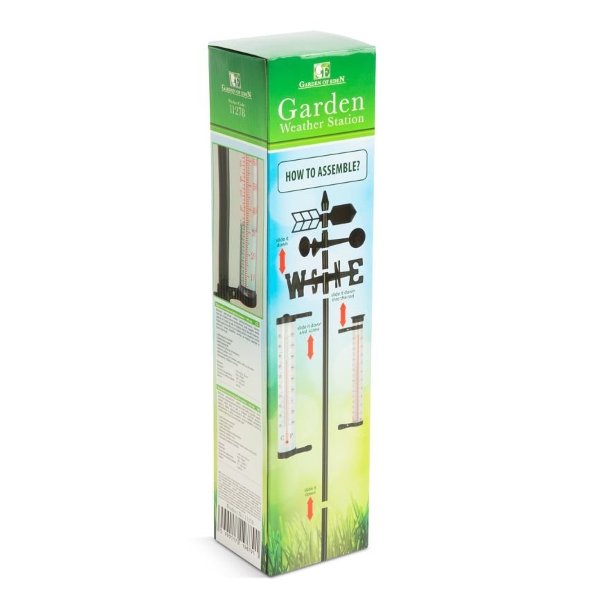 Ogrodowa stacja meteorologiczna 3 w 1 145 cm czarna