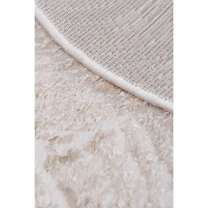 Okrągły dywan SALAMANCA 100 cm beżowy/biały, wzór liści