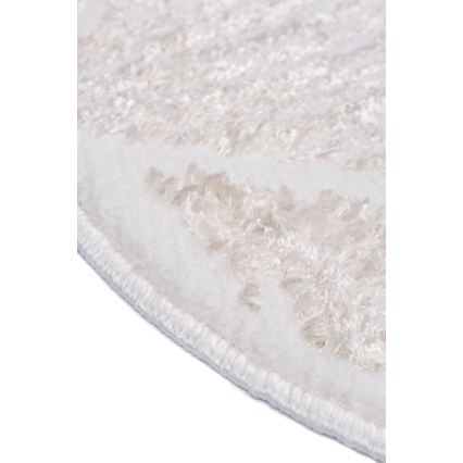 Okrągły dywan SALAMANCA 100 cm beżowy/biały, wzór liści