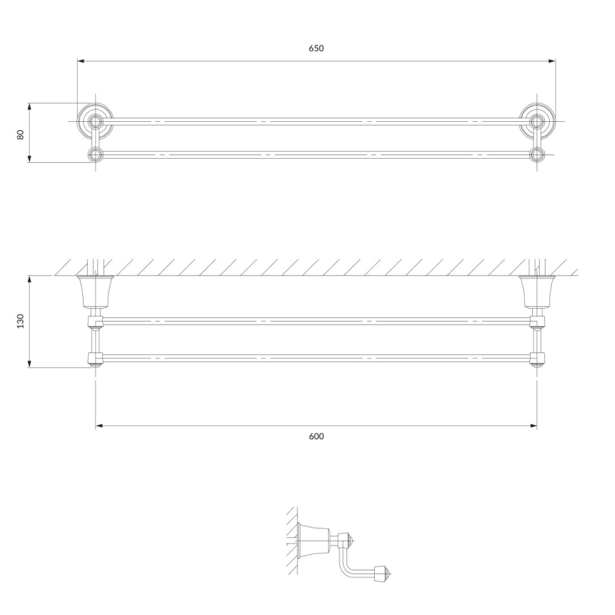 OMNIRES AL53226CR - Wieszak na ręcznik ścienny ART LINE 65 cm chrom błyszczący
