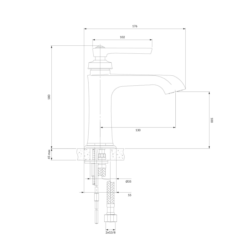 OMNIRES AM5210CR - Kran do umywalki ARMANCE 18 cm chrom błyszczący