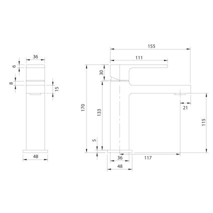OMNIRES BA7810CR - Bateria umywalkowa BARETTI 17 cm chrom błyszczący