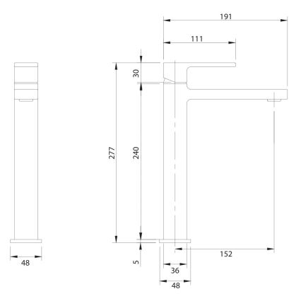 OMNIRES BA7812CR - Bateria umywalkowa BARETTI 27,7 cm chrom błyszczący