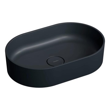 OMNIRES OVOUNBLV - Umywalka nablatowa OVO 55x36 cm dolomit/matowy czarny lawa
