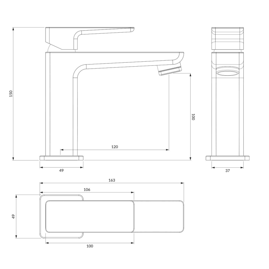 OMNIRES PM7410GR - Bateria umywalkowa PARMA 15 cm grafit szczotkowany