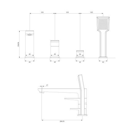 OMNIRES PM7432BL - Kran do wanny 4-dołkowy PARMA matowy czarny