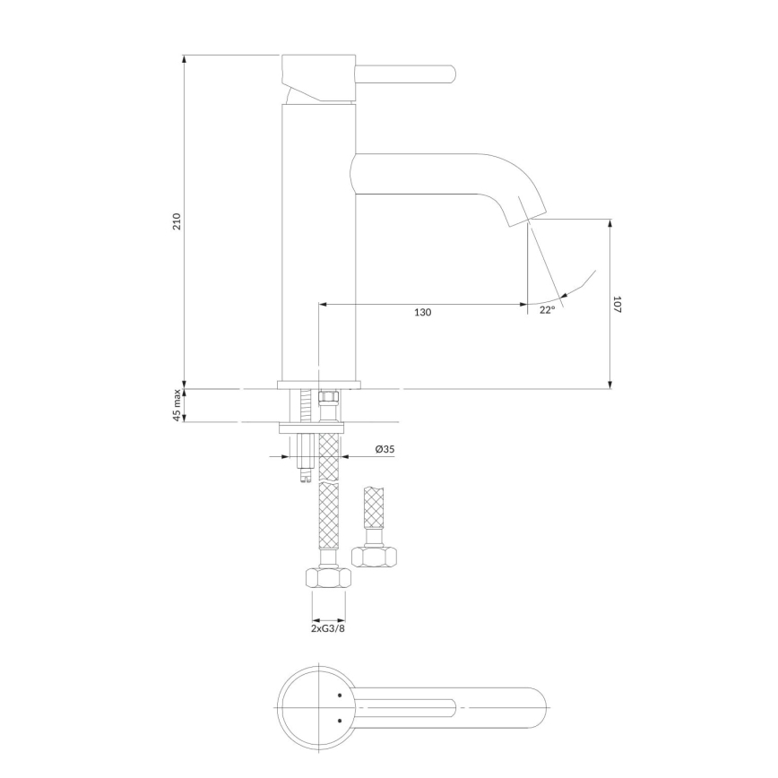 OMNIRES Y1213MAXCR - Kran do umywalki Y 21 cm chrom błyszczący