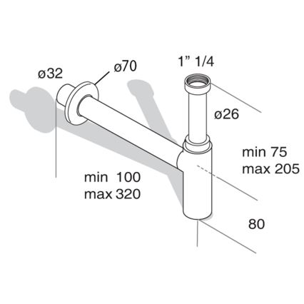 Omp tea - Syfon umywalkowy MINITOTI DN32 czarny mat