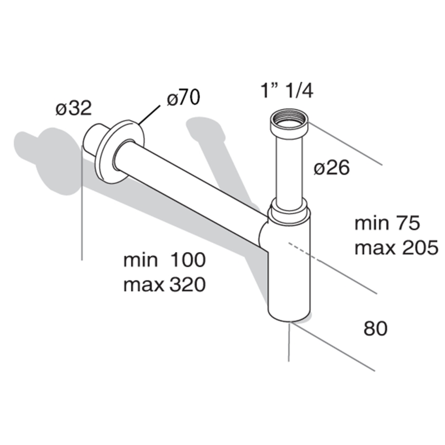 Omp tea - Syfon umywalkowy MINITOTI DN32 czarny mat