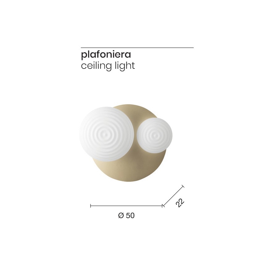 Ondaluce - Kinkiet TONDO 1xE14/10W/230V + 1xE27/15W złoty/biały