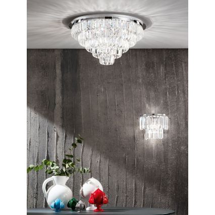 Ondaluce - Kryształowa lampa sufitowa CASTLE 12xG9/7W/230V śr. 60 cm błyszczący chrom