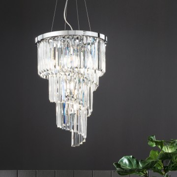 Ondaluce - Kryształowy żyrandol na lince ALEXANDER 10xE14/10W/230V śr. 40 cm błyszczący chrom