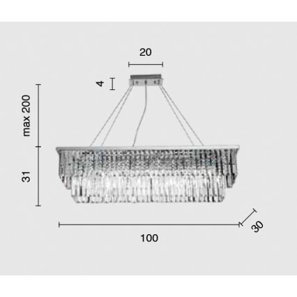 Ondaluce - Kryształowy żyrandol na lince DAIQUIRI 8xE14/10W/230V błyszczący chrom