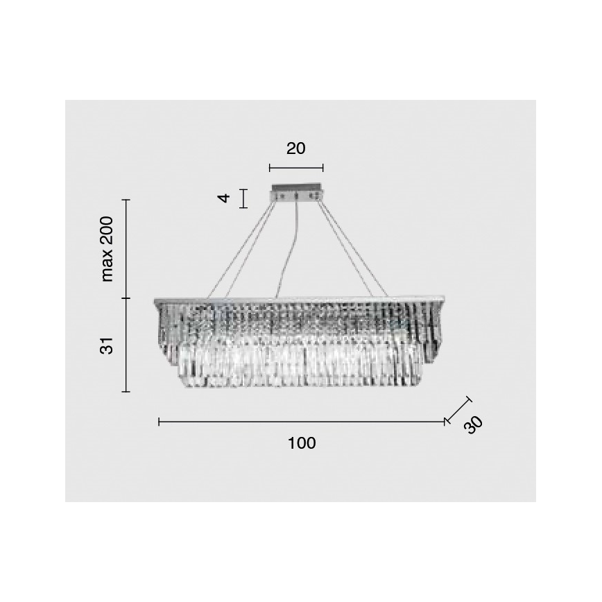Ondaluce - Kryształowy żyrandol na lince DAIQUIRI 8xE14/10W/230V błyszczący chrom