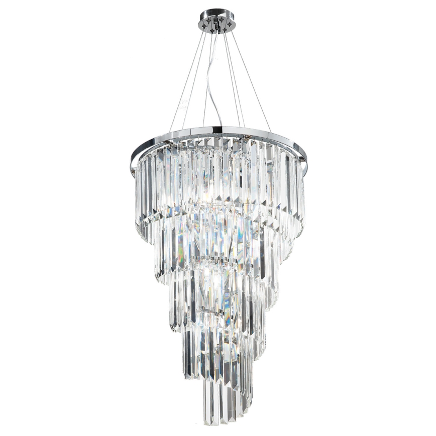 Ondaluce - Kryształowy żyrandol na lince ALEXANDER 7xE14/10W/230V, średnica 50 cm, błyszczący chrom