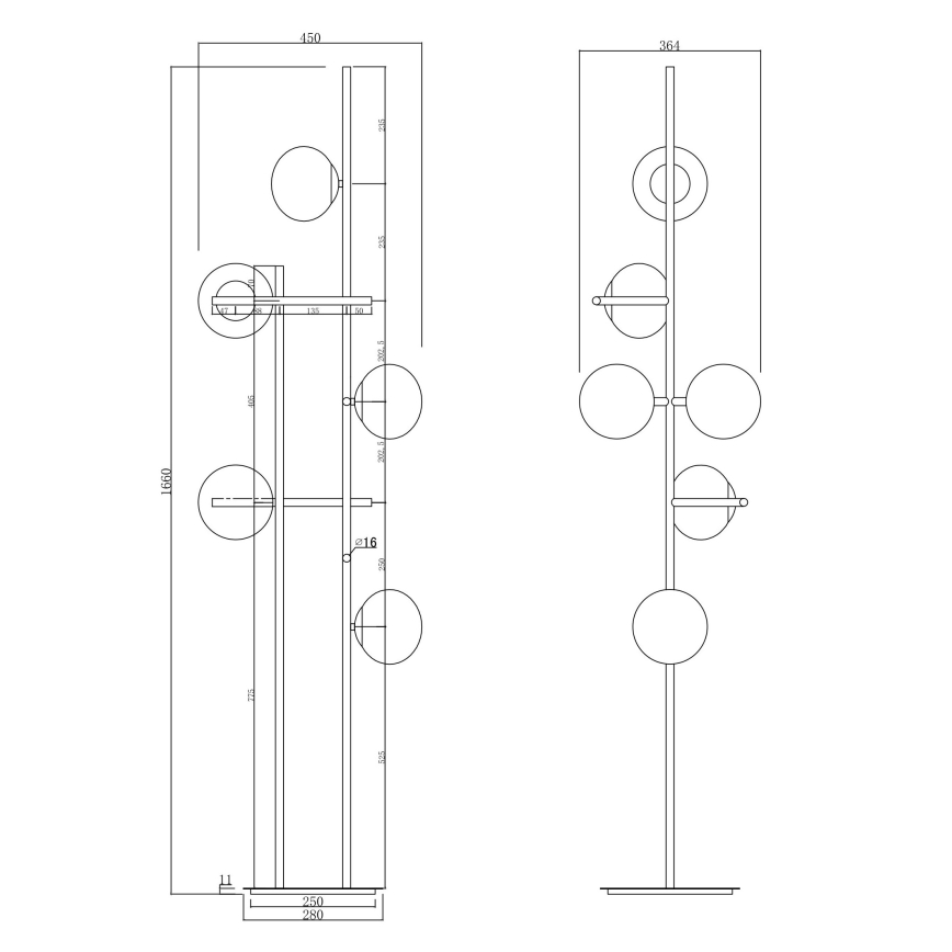 Ondaluce - Lampa podłogowa JEWEL 6xE14/10W/230V złota/biała
