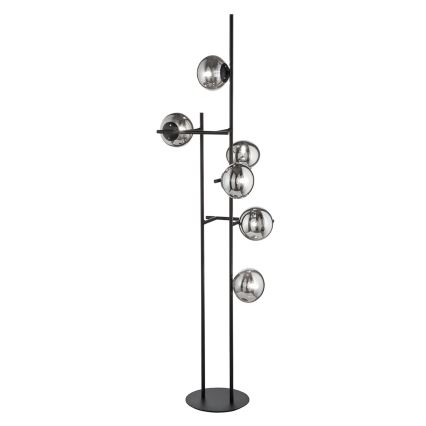 Ondaluce - Lampa stojąca JEWEL 6xE14/10W/230V czarna/przydymiona