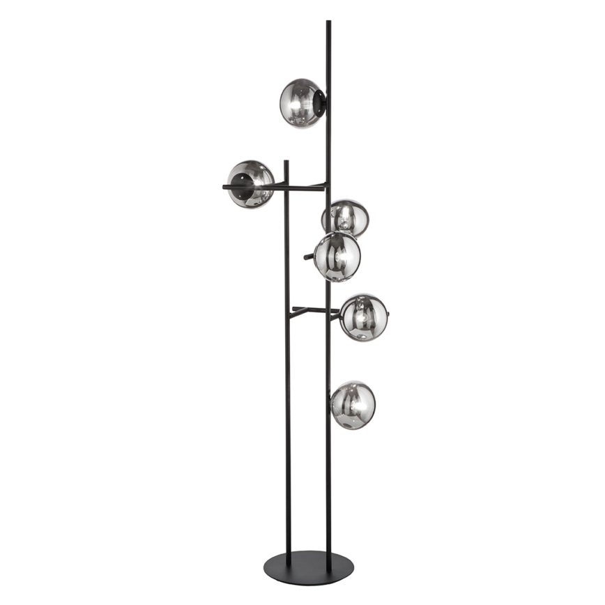 Ondaluce - Lampa stojąca JEWEL 6xE14/10W/230V czarna/przydymiona