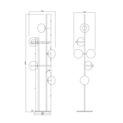 Ondaluce - Lampa stojąca JEWEL 6xE14/10W/230V czarna/przydymiona