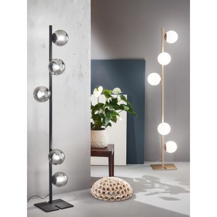 Ondaluce - Lampa stojąca MONILE 5xE14/10W/230V 170 cm czarna/przydymiona
